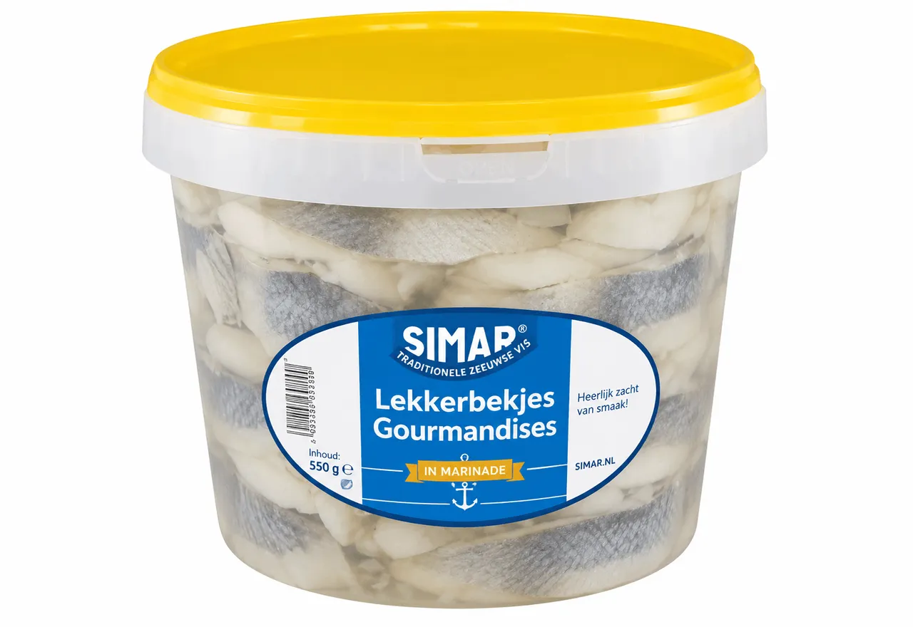 Opgerolde haringfilets in azijn 'lekkerbekjes'