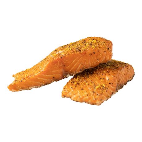 Hot smoked salmon loin pepper